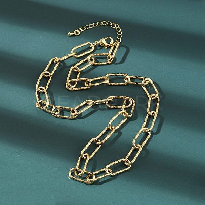 Brass Textured Paperclip Chain Necklaces NJEW-A042-15G-1