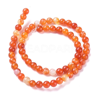 Natural Striped Agate/Banded Agate Beads Strands G-G582-8mm-62-1