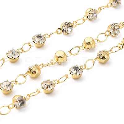 Handmade Brass Glass Rhinestone Beaded Chains CHC-M024-29G-1