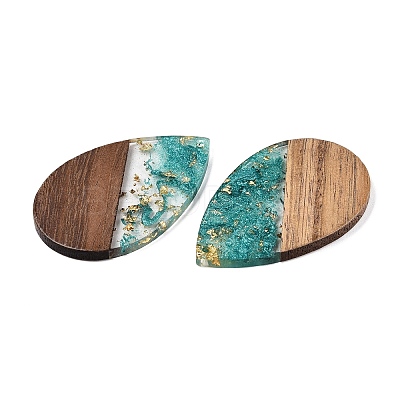 Transparent Resin & Walnut Wood Big Pendants RESI-T058-05M-1