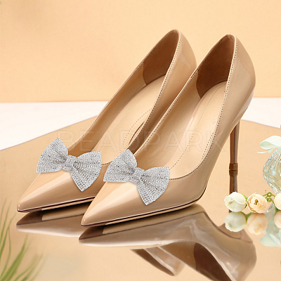 4Pcs 2 Colors Bowknot Detachable Rhinestone Shoe Buckle Clips FIND-GO0002-31-1