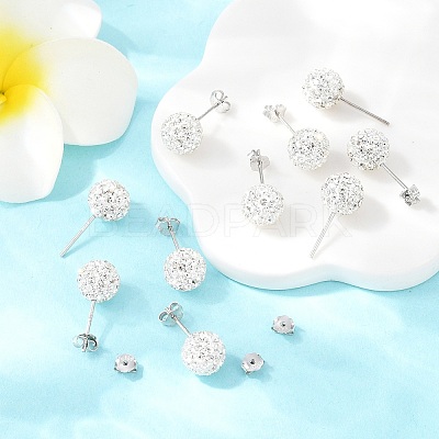 Gifts for Her Valentines Day 925 Sterling Silver Austrian Crystal Rhinestone Ball Stud Earrings for Girl Q286H011-1