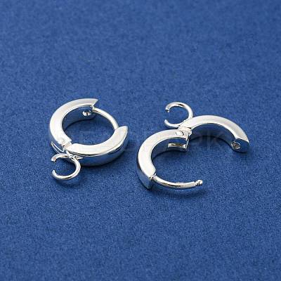 201 Stainless Steel Huggie Hoop Earrings Findings STAS-A167-01I-S-1
