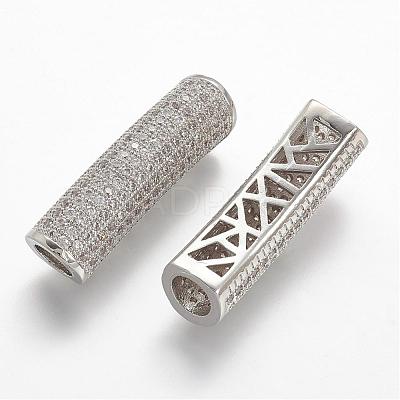 Brass Micro Pave Clear Cubic Zirconia European Bead ZIRC-N025-58-1