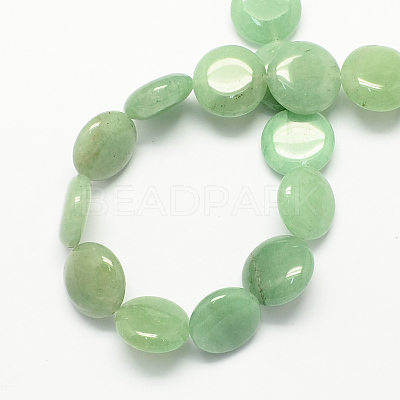 Flat Round Gemstone Natural Green Aventurine Stone Beads Strands G-S110-14mm-08-1