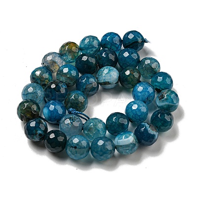 Faceted Natural Dragon Veins Agate Beads Strands G-F447-12mm-P05-1