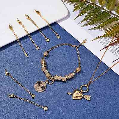 8Pcs 4 Style Brass Micro Pave Cubic Zirconia Chain Extender KK-SZ0005-61-1