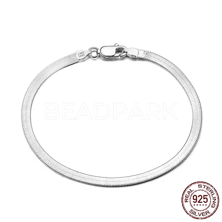 3mm 925 Sterling Silver Herringbone Chain Bracelets BJEW-I314-006D-P-1