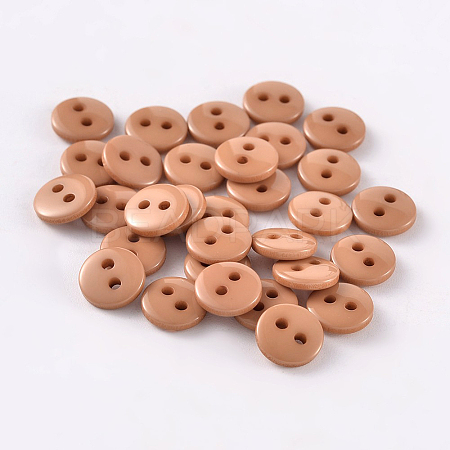 2-Hole Flat Round Resin Sewing Buttons for Costume Design BUTT-E119-18L-09-1