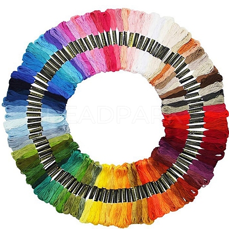 100 Skeins 100 Colors Polyester Embroidery Threads for Cross Stitch SENE-PW0002-046-1
