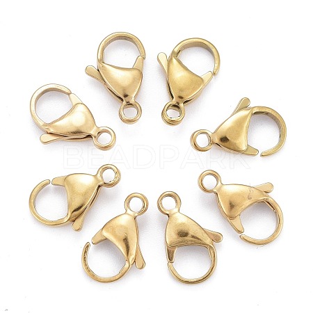 Ion Plating(IP) 304 Stainless Steel Lobster Claw Clasps STAS-H353-F-02G-1