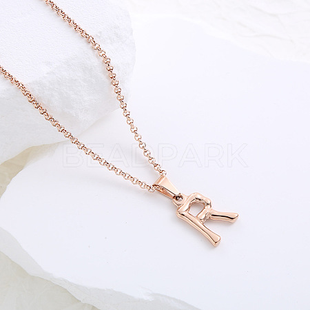 Stainless Steel Letter Pendant Necklaces for Women Men GR8130-18-1