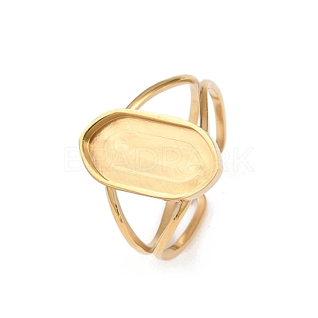 Real 18K Gold Plated 304 Stainless Steel Cuff Ring Components STAS-A191-12C-G-1
