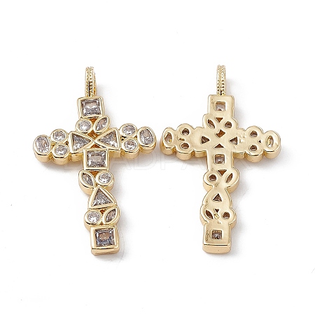 Brass Clear Cubic Zirconia Pendants KK-E068-VA017-2-1