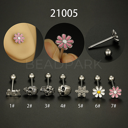 316L Surgical Stainless Steel White Enamel Tongue Rings WGBFDF9-06-1
