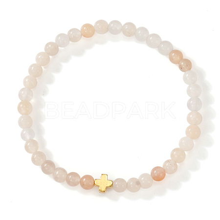 Bohemian Natural Pink Aventurine Round Beads Stretch Bracelets NO3013-1-1