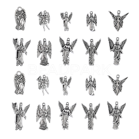 100pcs 10 Styles Tibetan Style Alloy Pendants TIBEP-CJ0001-42-1