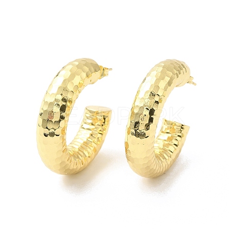 Brass C-shape Stud Earrings EJEW-G327-05G-1