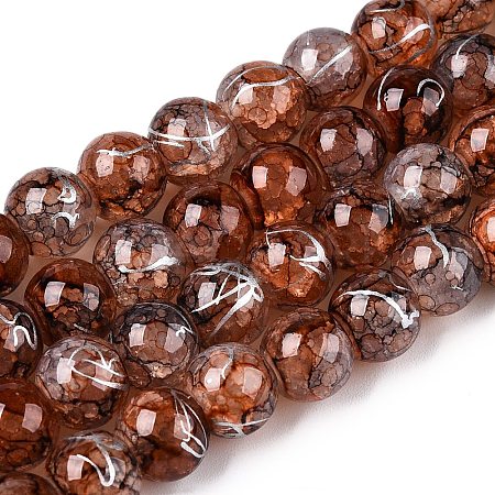 Drawbench Crackle Glass Beads Strands GLAA-N006-8mm-07-1