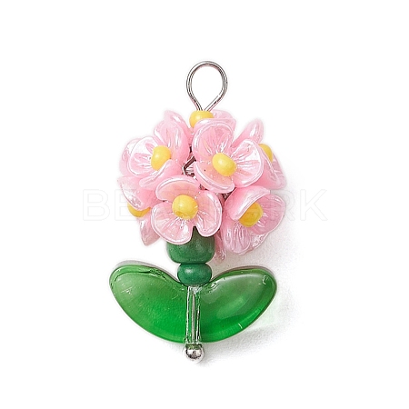 Glass Seed Beaded Flower Pendants PALLOY-MZ00521-05-1