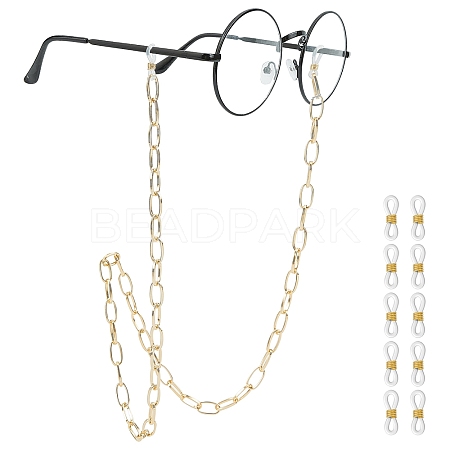 Aluminium Cable Chains/Paperclip Chains Eyeglasses Chains AJEW-AR0001-09G-1