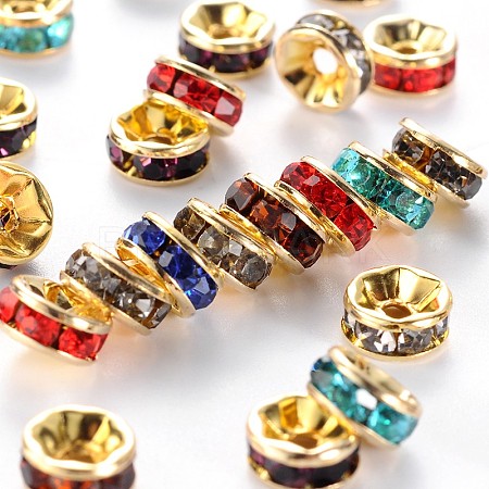 Brass Grade A Rhinestone Spacer Beads RSB037NFG-1