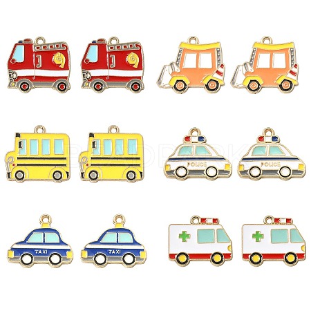 30Pcs 6 Styles Alloy Enamel Pendants ENAM-CJ0004-51-1