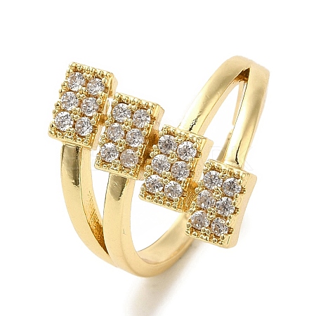 Brass Micro Pave Cubic Zirconia Rings for Women RJEW-E295-28G-1