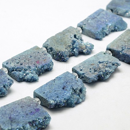 Electroplated Natural Druzy Crystal Beads Strands G-N0257-05-1
