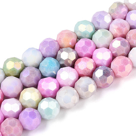 Anti-Tarnish Electroplate Glass Beads Strands X-EGLA-T021-8mm-15-14-1
