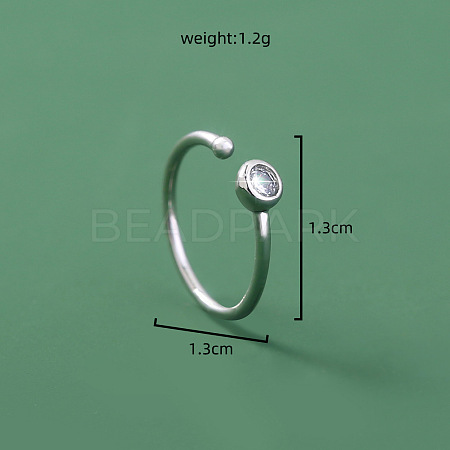 304 Stainless Steel Crystal Rhinestone Flat Round Cuff Hoop Nose Rings WG9BB1A-08-1