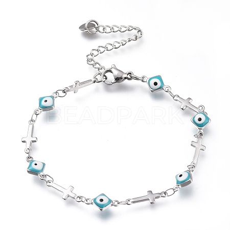 304 Stainless Steel Link Bracelets BJEW-M203-08P-1