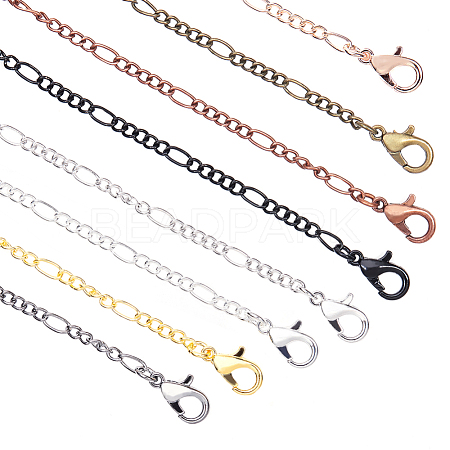 Brass Coated Iron Figaro Chain Necklace Making MAK-PH0004-13-1