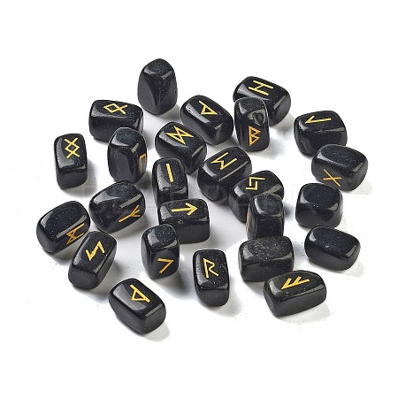 Rectangle Natural Obsidian Rune Stones G-Z059-01G-1