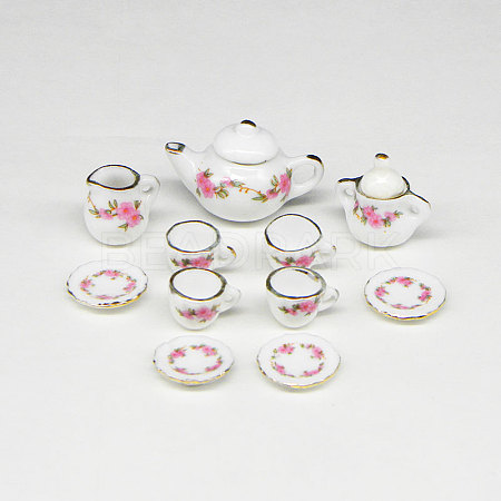 Porcelain Miniature Teapot Cup Set Ornaments PORC-PW0001-053E-1