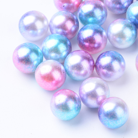 Rainbow Acrylic Imitation Pearl Beads OACR-R065-6mm-A02-1