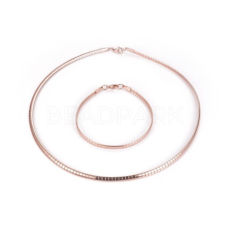 304 Stainless Steel Choker Necklaces and Bangles Jewelry Sets SJEW-L144-A02-RG-1