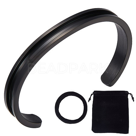 Unicraftale 1Pc 304 Stainless Steel Grooved Bangles FIND-UN0002-08-1