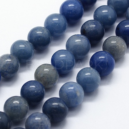 Dyed & Heated Natural Blue Aventurine Beads Strands X-G-I199-24-6mm-1