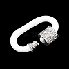 Oval Brass Micro Pave Clear Cubic Zirconia Screw Carabiner Clasps KK-B167-01A-P-3