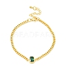 Cubic Zirconia Rectangle Link Bracelet with Curb Chains BJEW-A127-07G-2