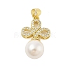 Rack Plating Brass Micro Pave Cubic Zirconia Pendants KK-Z074-70G-1