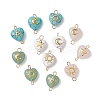 Mixed Gemstone Heart Links Connector Charms with Golden Tone Sun Moon Star Metal Slices PALLOY-JF02762-1
