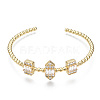 Sparkle Cubic Zirconia Ball Beaded Cuff Bangle for Her BJEW-N012-003-NF-1