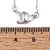 Brass Pave Cubic Zirconia Rectangle and Heart Pendant Cable Chain Necklaces KK-CBAB173-04P-04-5