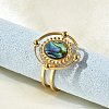 Oval 304 Stainless Steel Paua Shell Finger Rings for Women RJEW-G346-09G-01-3