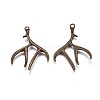 Tibetan Style Alloy Deer Antler Pendants TIBEP-S261-AB-FF-1