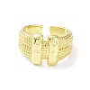 Rectangle Shape Rack Plating Brass Open Cuff Ring for Women RJEW-F155-03G-2