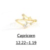 Twelve Constellation Brass Micro Pave Clear Cubic Zirconia Cuff Rings FS-WG8E359-10-1
