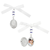 2Pcs 316 Stainless Steel Locket Oval Wedding Bouquet Pendants Decorations HJEW-UN00042-1